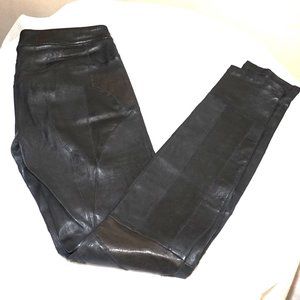 Daryl K Patchwork Lamb Leather Stretch Skinny Black Leggings 8